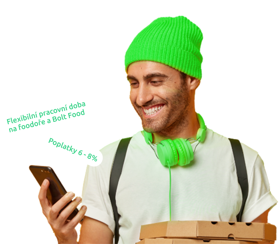 Happy guy with green beanie and phone